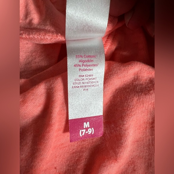 No Boundaries hooded light weight long sleeve top. Size: M (7-9) Peach/Orange. - Picture 5 of 7